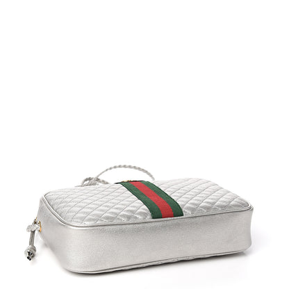Gucci Laminated Nappa Web Trapuntata Small GG Shoulder Bag Argento 3 of 9