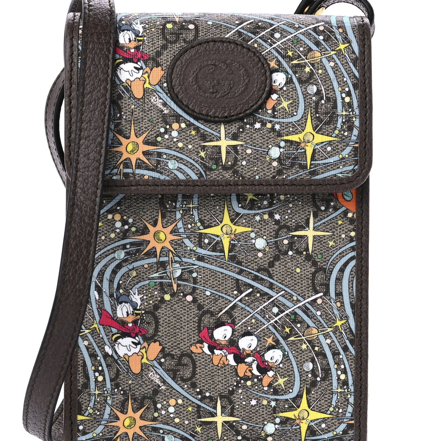 X DISNEY GG Supreme Monogram Donald Duck Mini Interlocking G Crossbody Bag Beige Multicolor New Acero