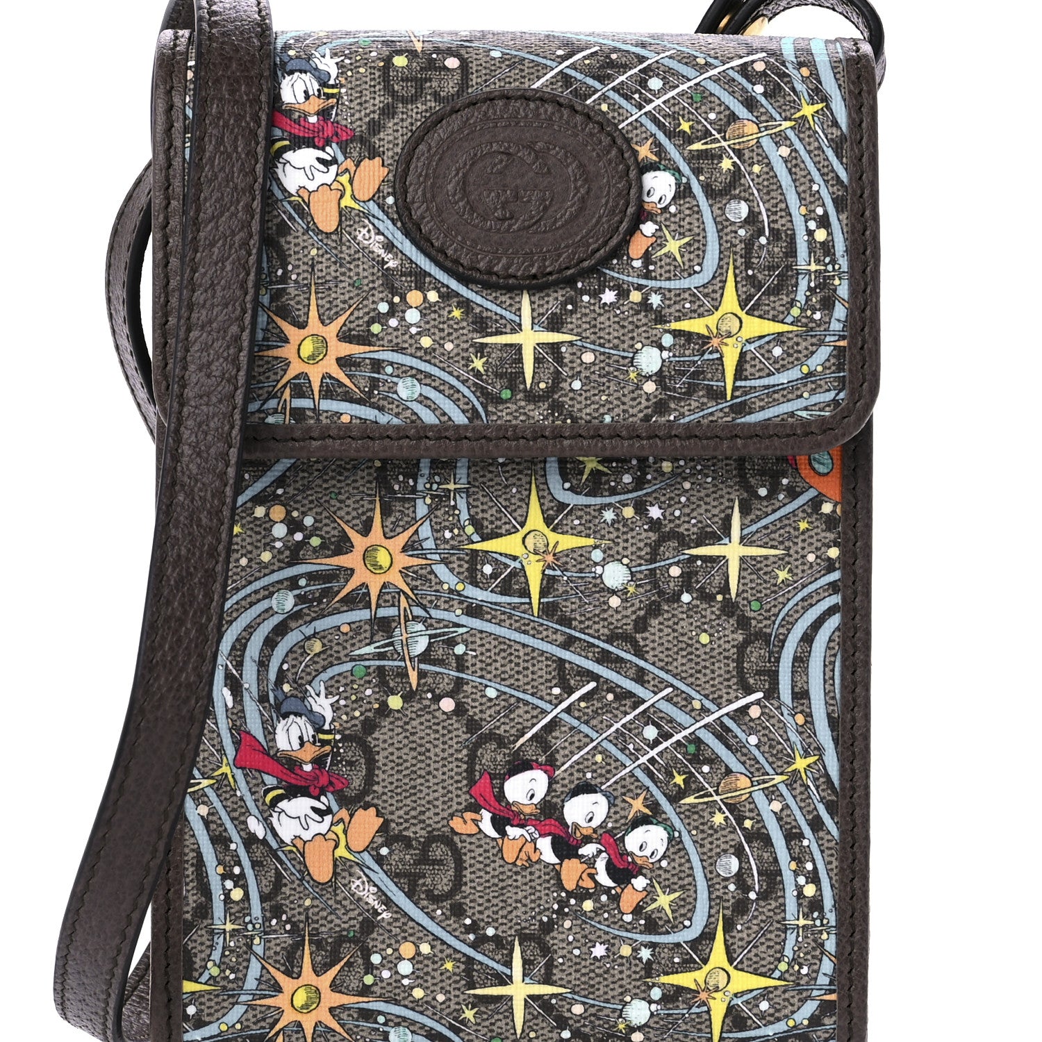 Gucci X DISNEY GG Supreme Monogram Donald Duck Mini Interlocking G Crossbody Bag Beige Multicolor New Acero 7 of 8