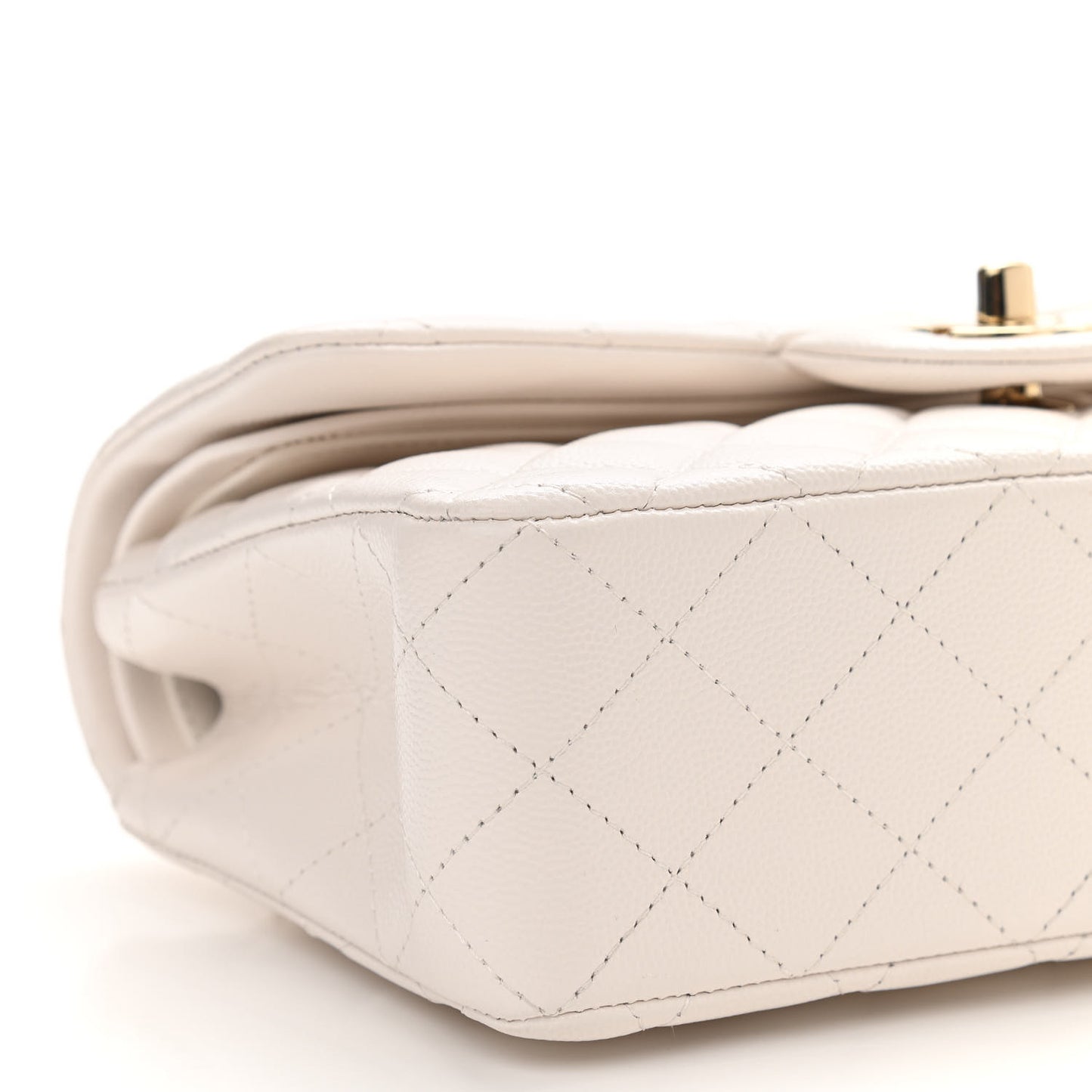Caviar Quilted Small Double Flap Ivory