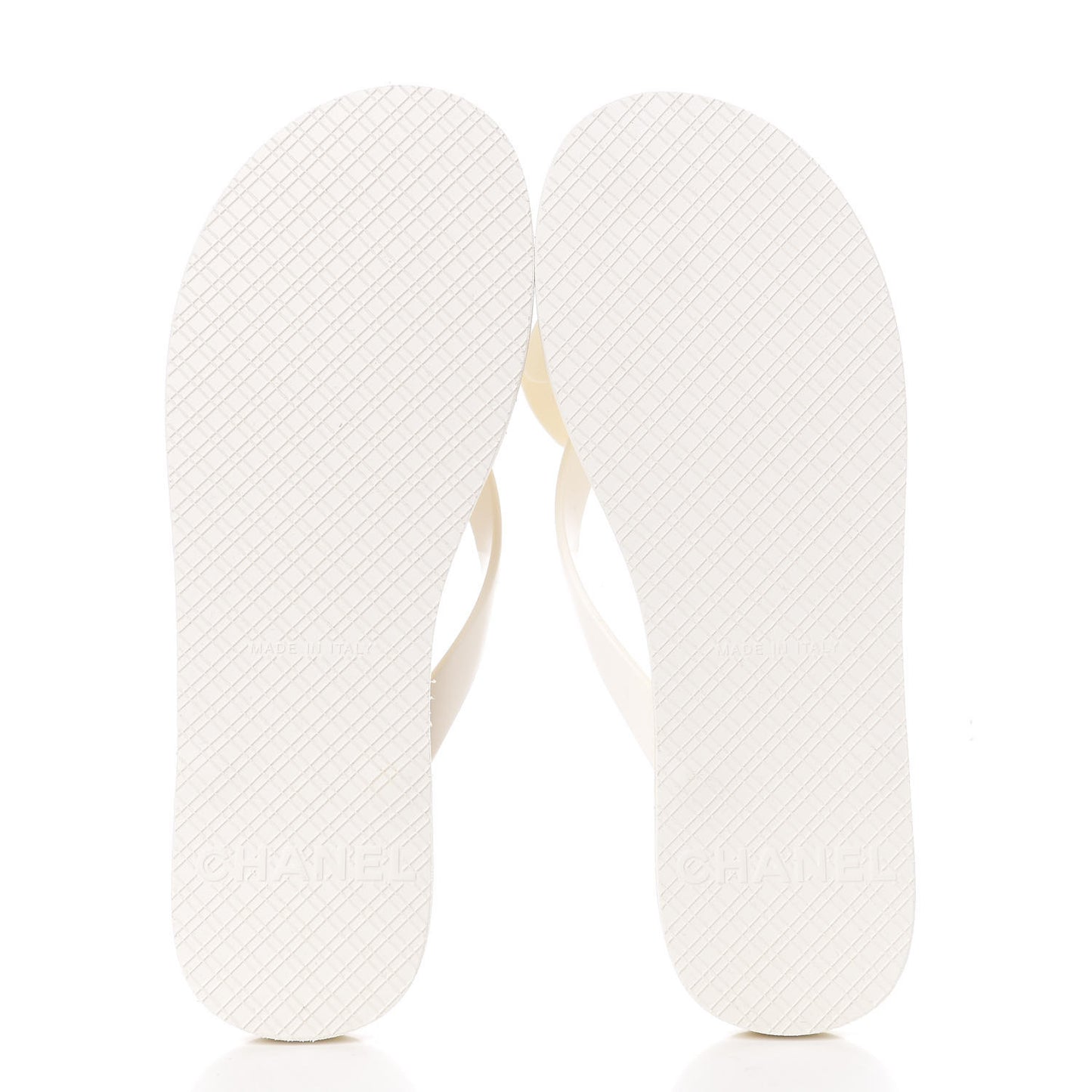 PVC Camellia Thong Sandals 38 Ivory
