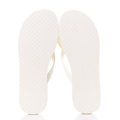 Chanel PVC Camellia Thong Sandals 38 Ivory 5 of 8