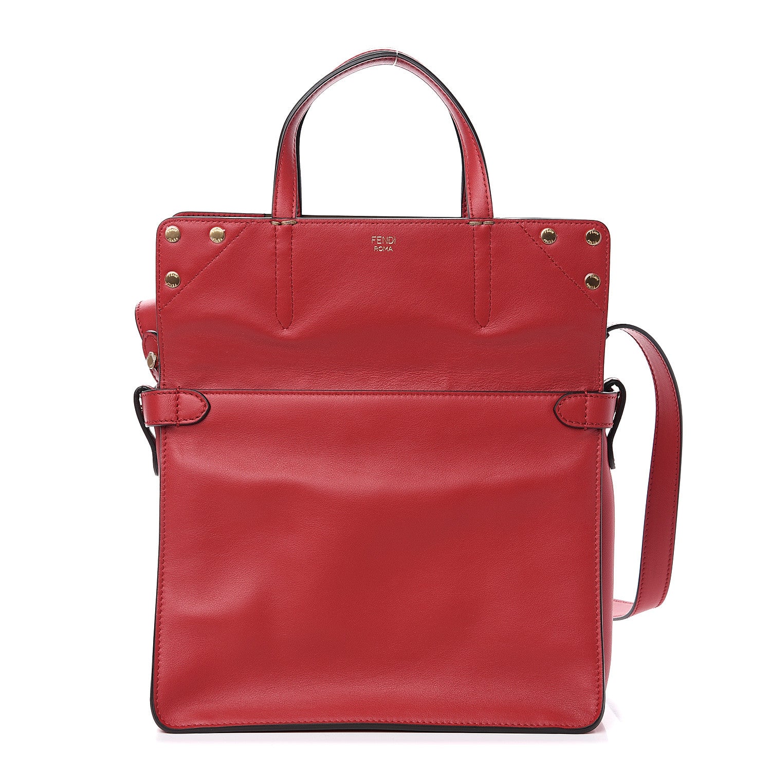 Fendi Vitello Grace Bi-Color FF 1974 Embossed Flip Tote Fragola Maya Black 2 of 10
