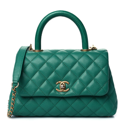 Chanel Caviar Lizard Quilted Mini Coco Handle Flap Green 1 of 11