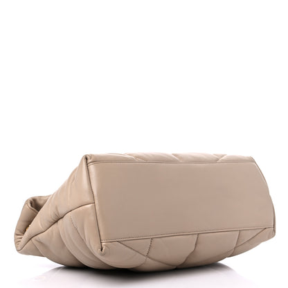 Saint Laurent Lambskin Quilted Small Loulou Puffer Monogram Chain Satchel Dark Beige 4 of 11