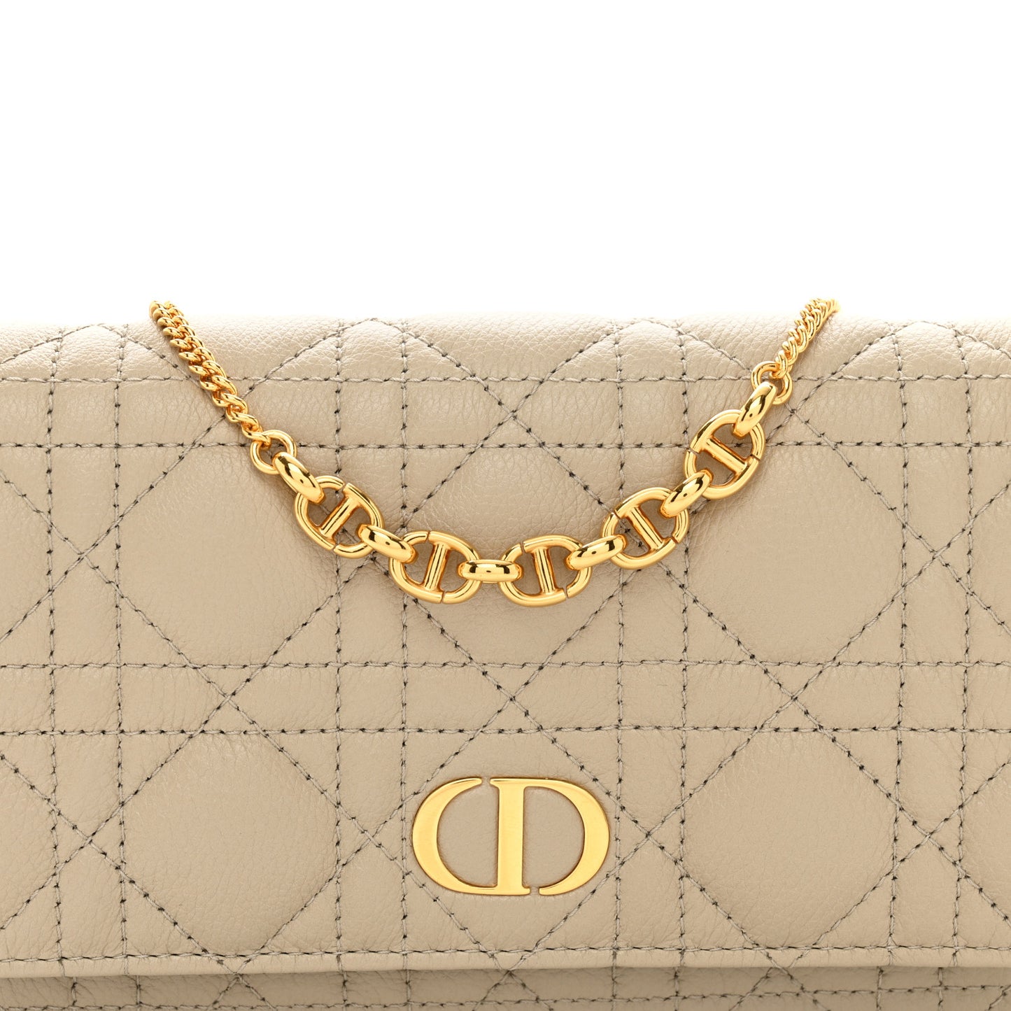 Supple Calfskin Caro Pouch with Chain Sand