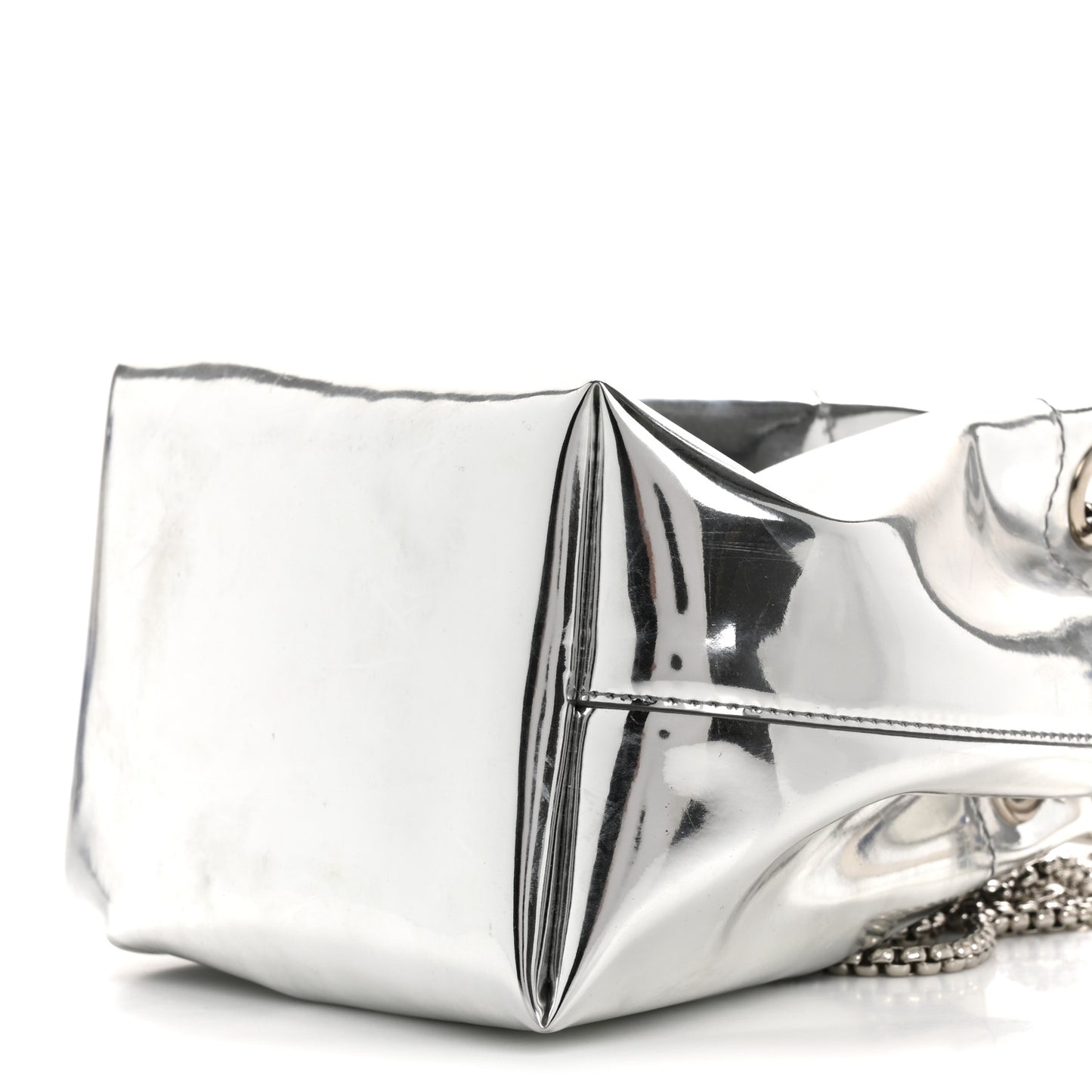 Metallic Patent Bon Bon Bag Silver