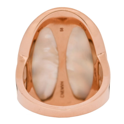 Bulgari 18K Rose Gold Diamond Mother of Pearl Intarsio Ring 58 8.5 4 of 8