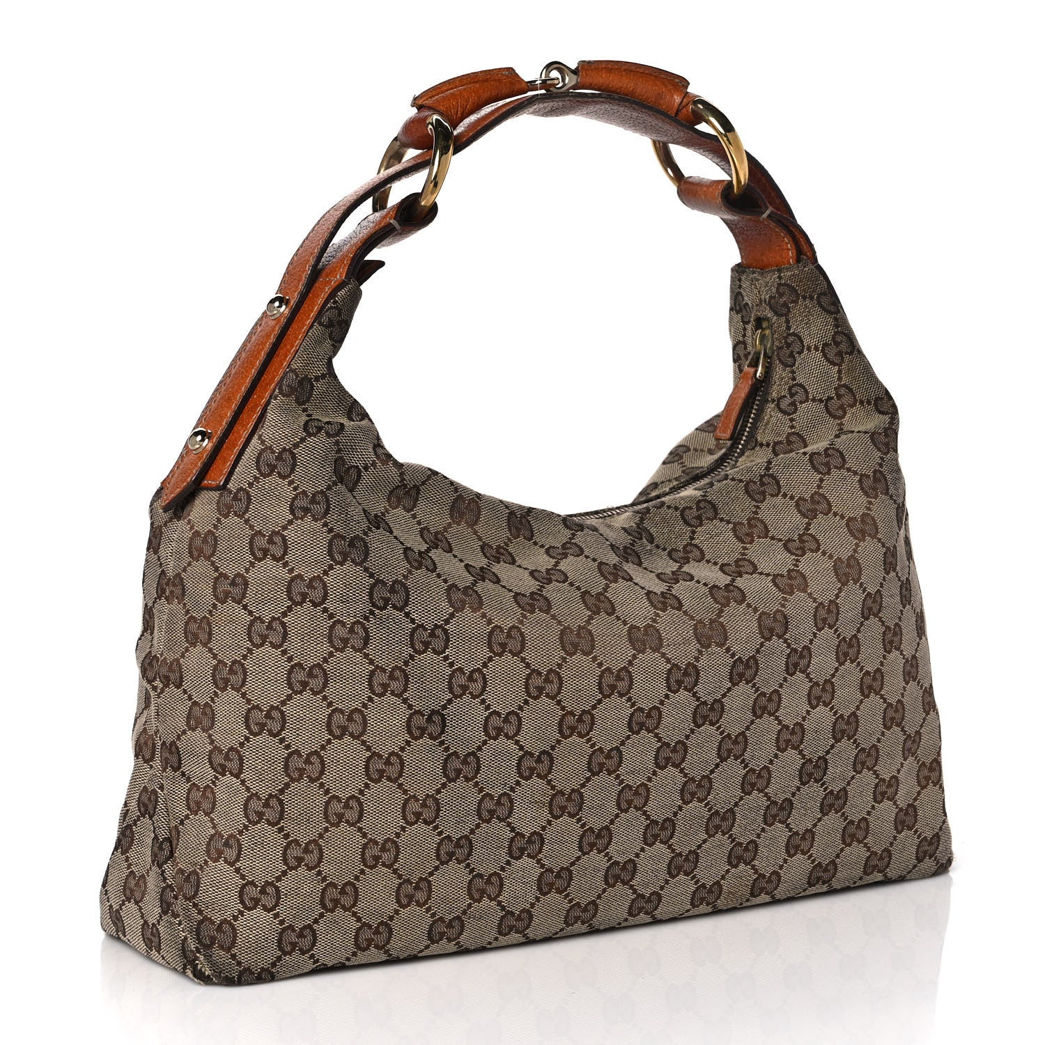 Gucci Monogram Medium Horsebit Chain Hobo Light Brown 2 of 8