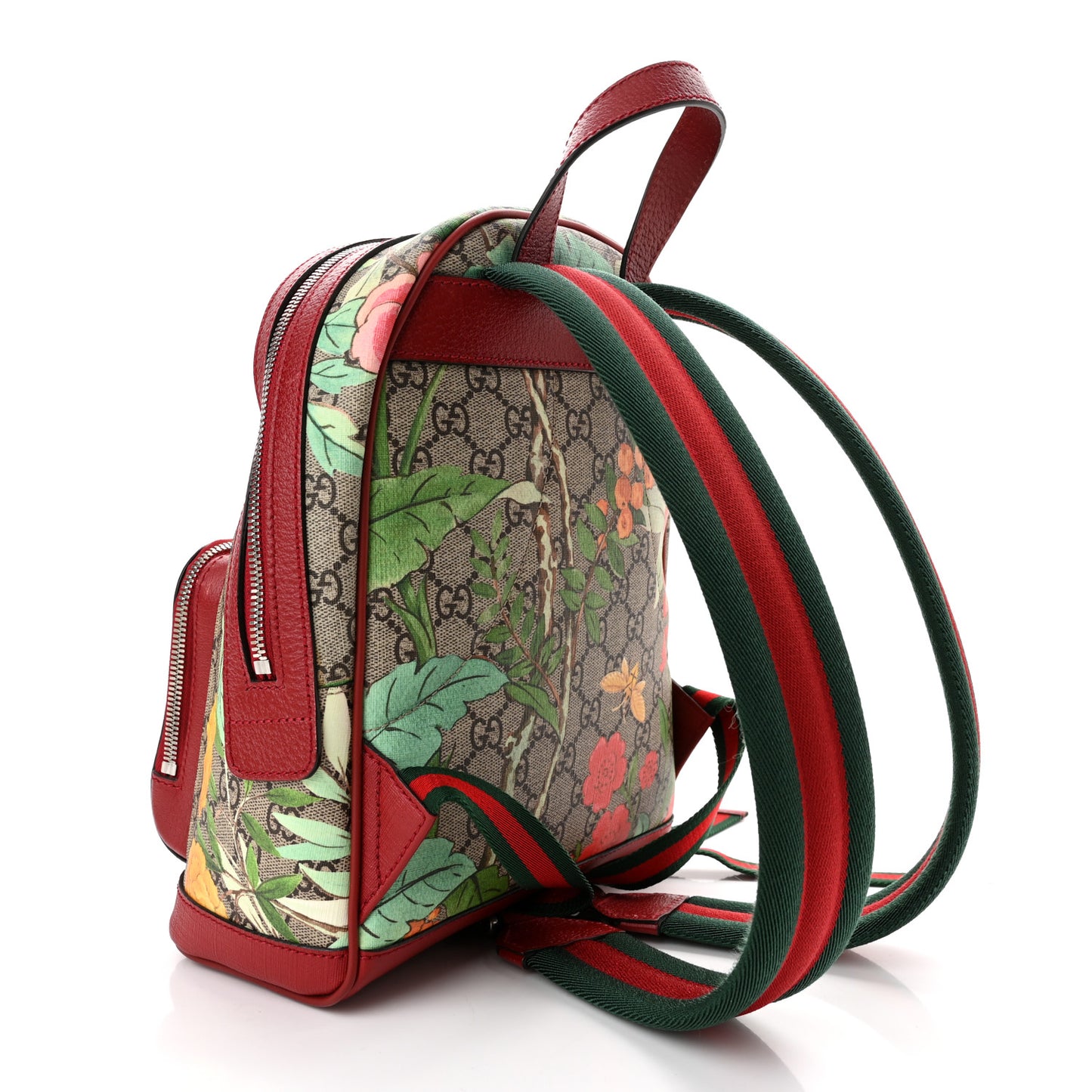 GG Supreme Monogram Tian Web Small Day Backpack Beige Multicolor Red