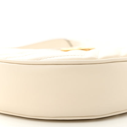 Gucci Calfskin Matelasse Chevron Mini GG Marmont Half Moon Hobo Mystic White 9 of 15