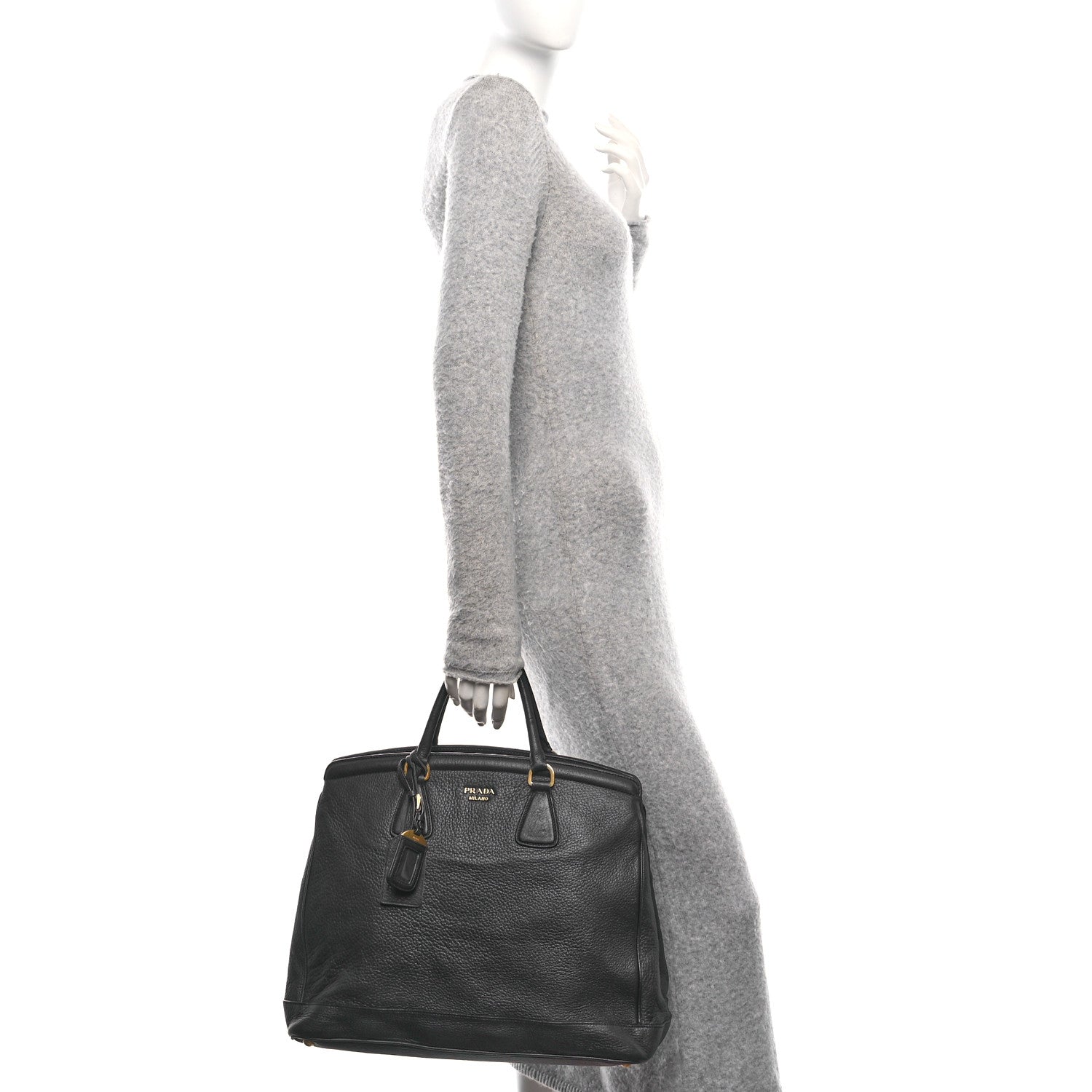 Prada Vitello Daino Parabole Tote Black 2 of 9