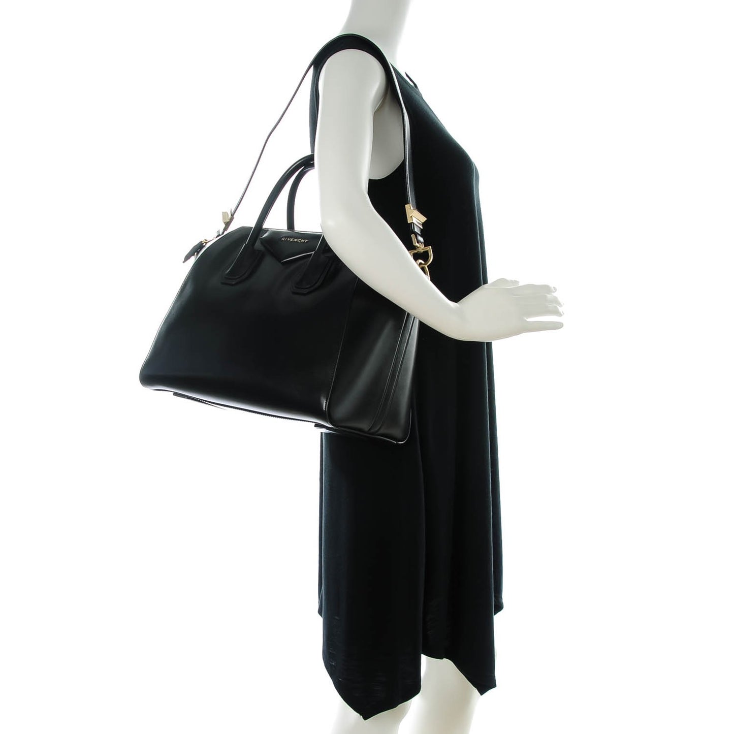 Shiny Lord Calfskin Medium Antigona Black