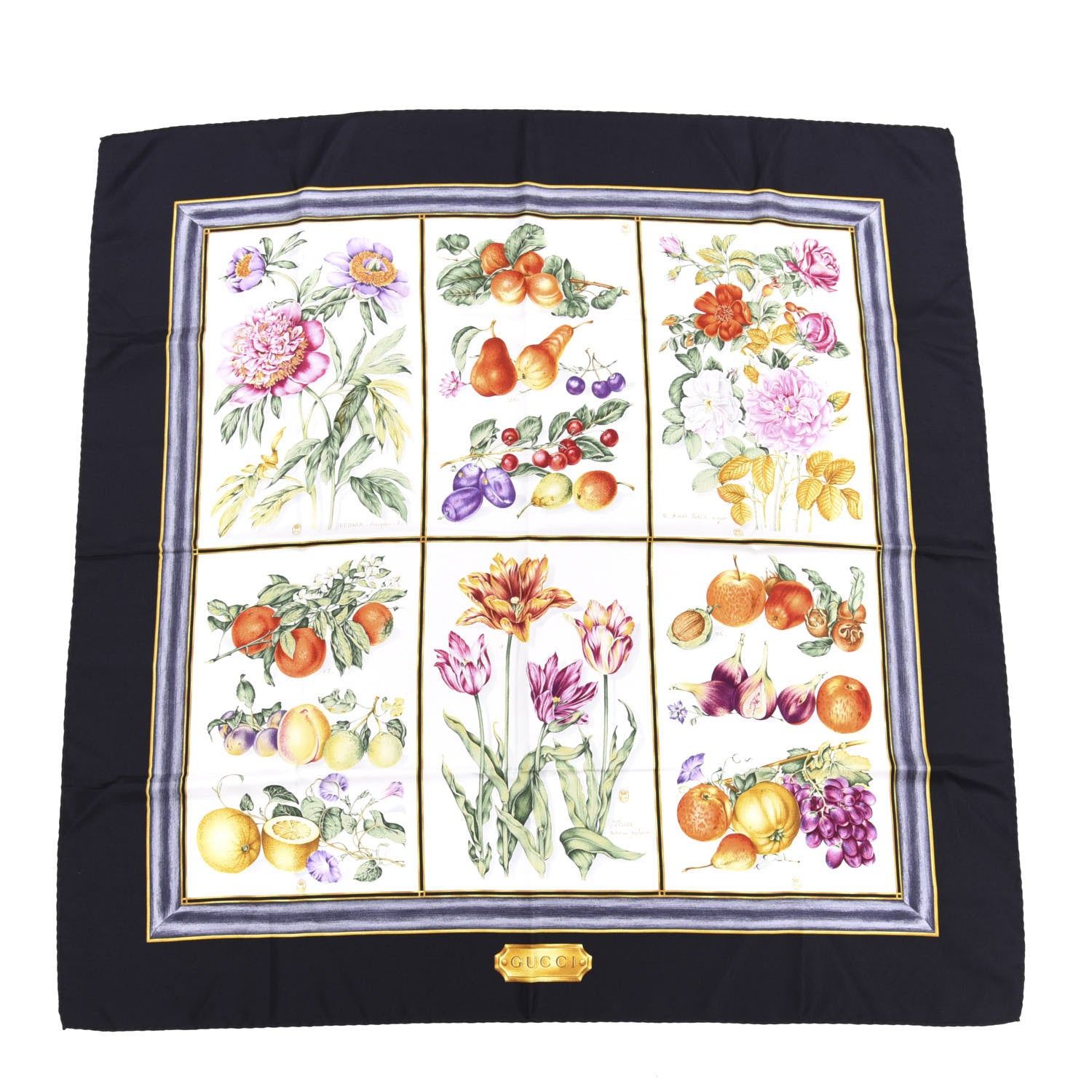 Gucci Silk Floral Scarf Black Multi 1 of 3