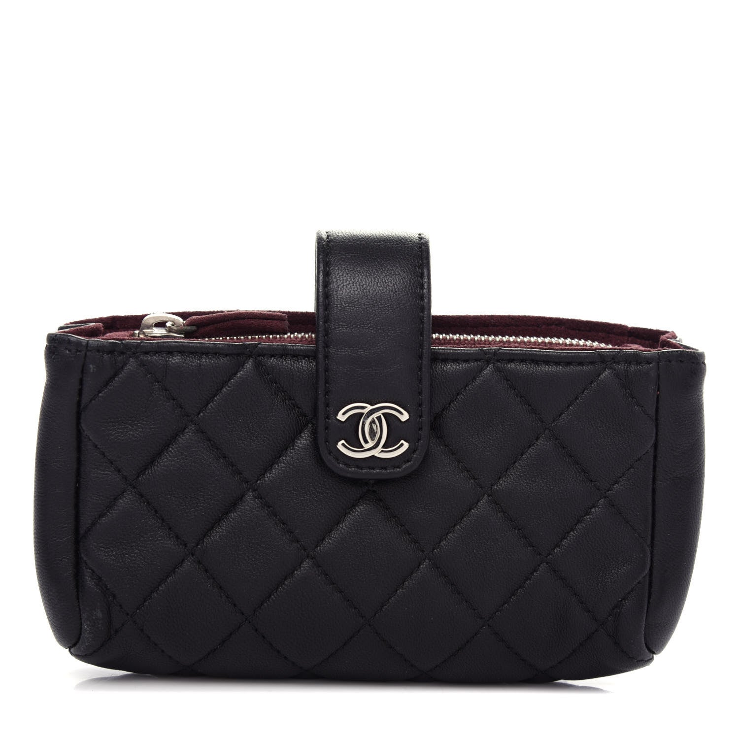 Chanel Lambskin Quilted Mini Phone Holder Clutch Black 1 of 7