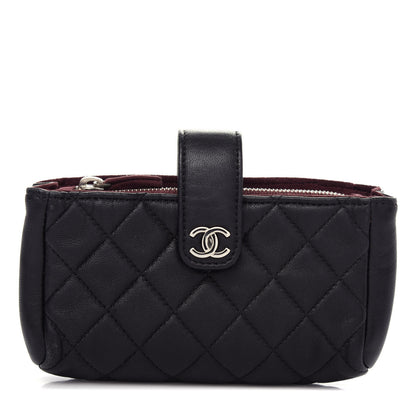 Chanel Lambskin Quilted Mini Phone Holder Clutch Black 1 of 7