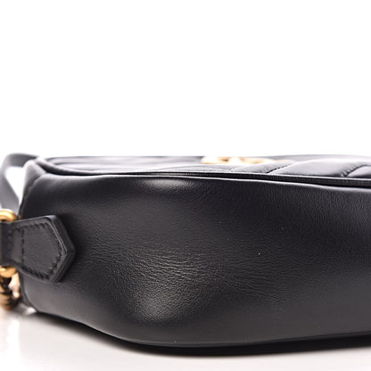 Gucci Calfskin Matelasse Mini GG Marmont Chain Shoulder Bag Black 9 of 10