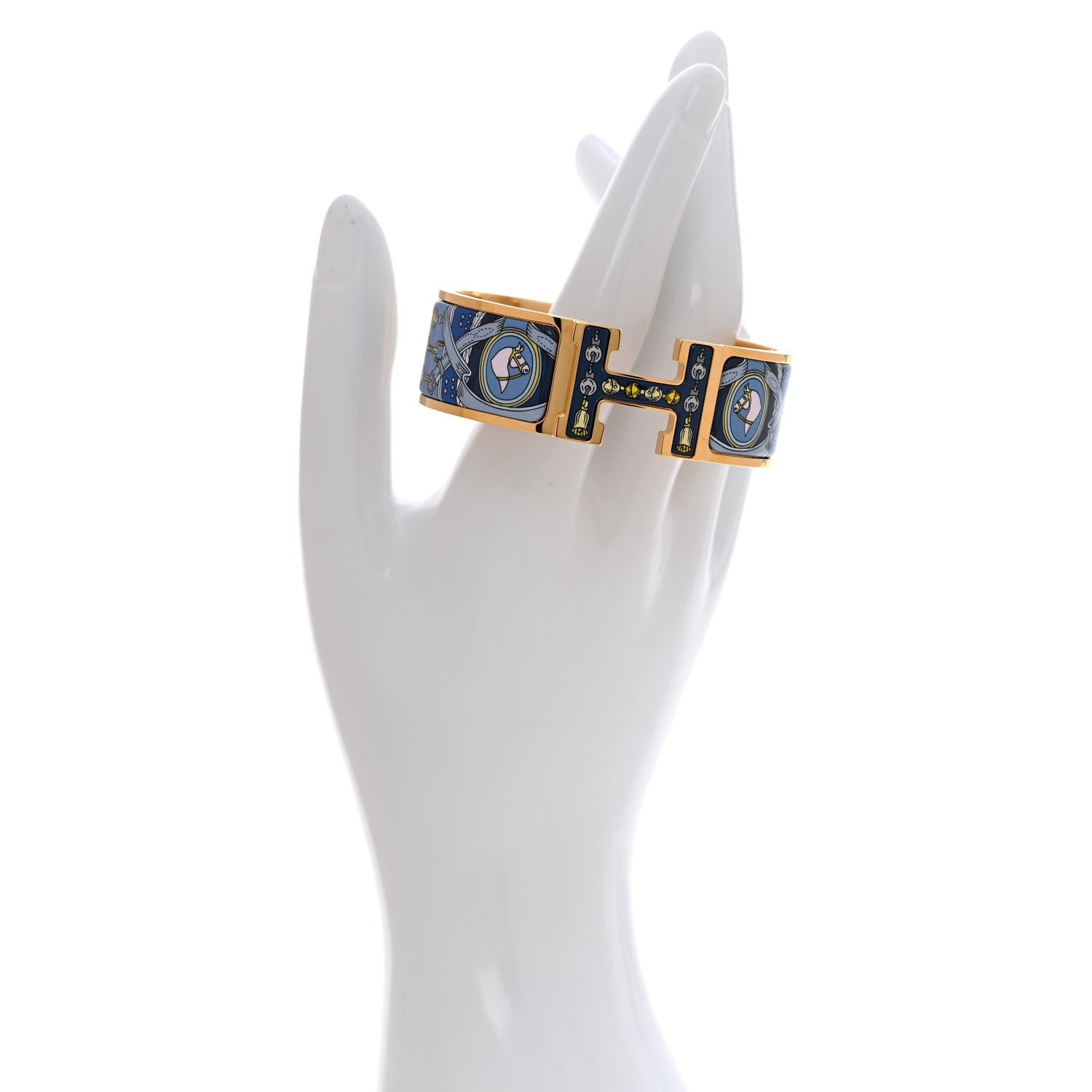 Hermes Enamel Printed Wide Bouquets Selliers Clic Clac H Bracelet PM Ecume 2 of 6
