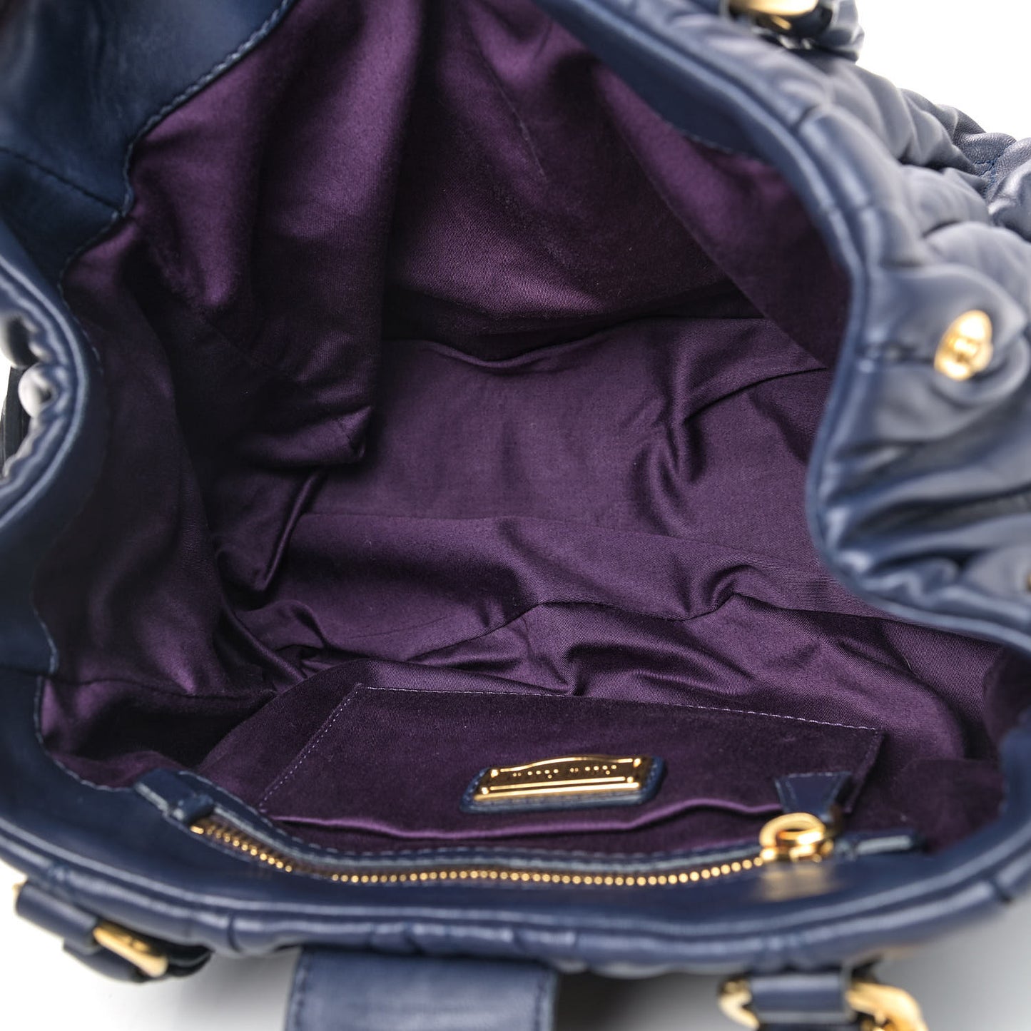 Nappa Matelasse Top Handle Satchel Navy Blue