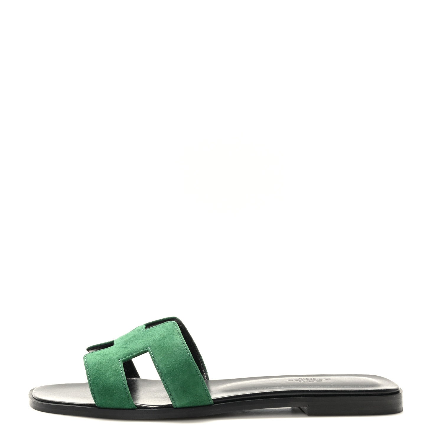 Hermes Suede Goatskin Oran Sandals 39.5 Vert Electrique 1 of 9