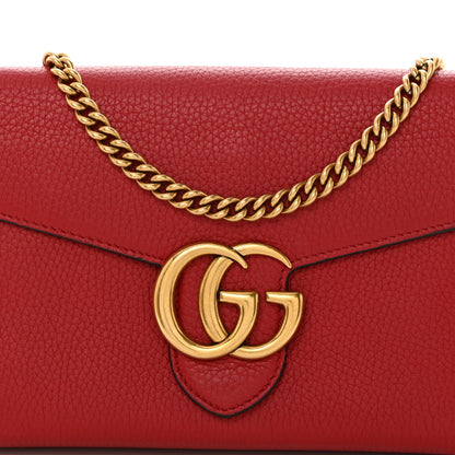 Gucci Calfskin GG Marmont Chain Wallet Vulcanic Red 8 of 10