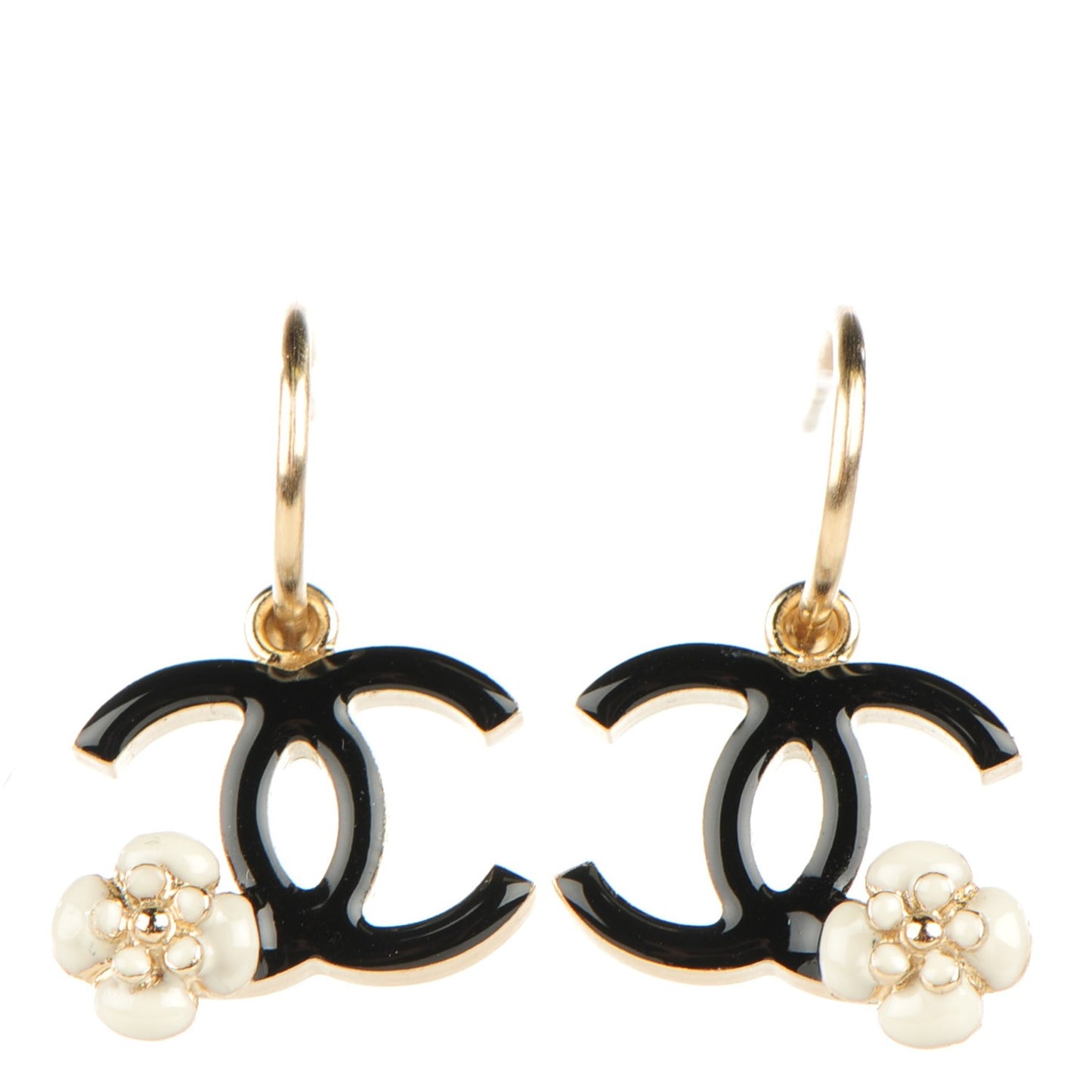 Enamel CC Camellia Earrings Gold