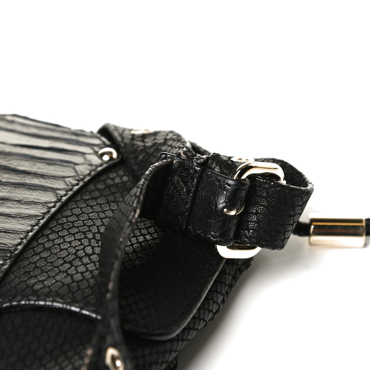 Snakeskin Embossed Calfskin Crossbody Black