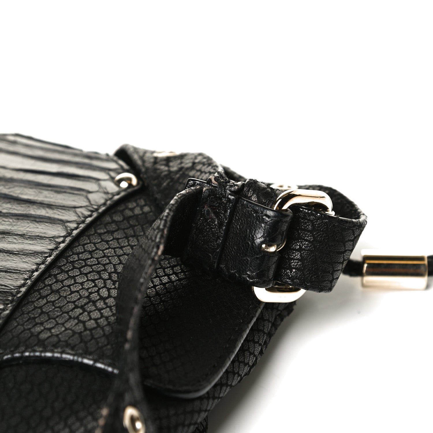 Jimmy Choo Snakeskin Embossed Calfskin Crossbody Black 13 of 15
