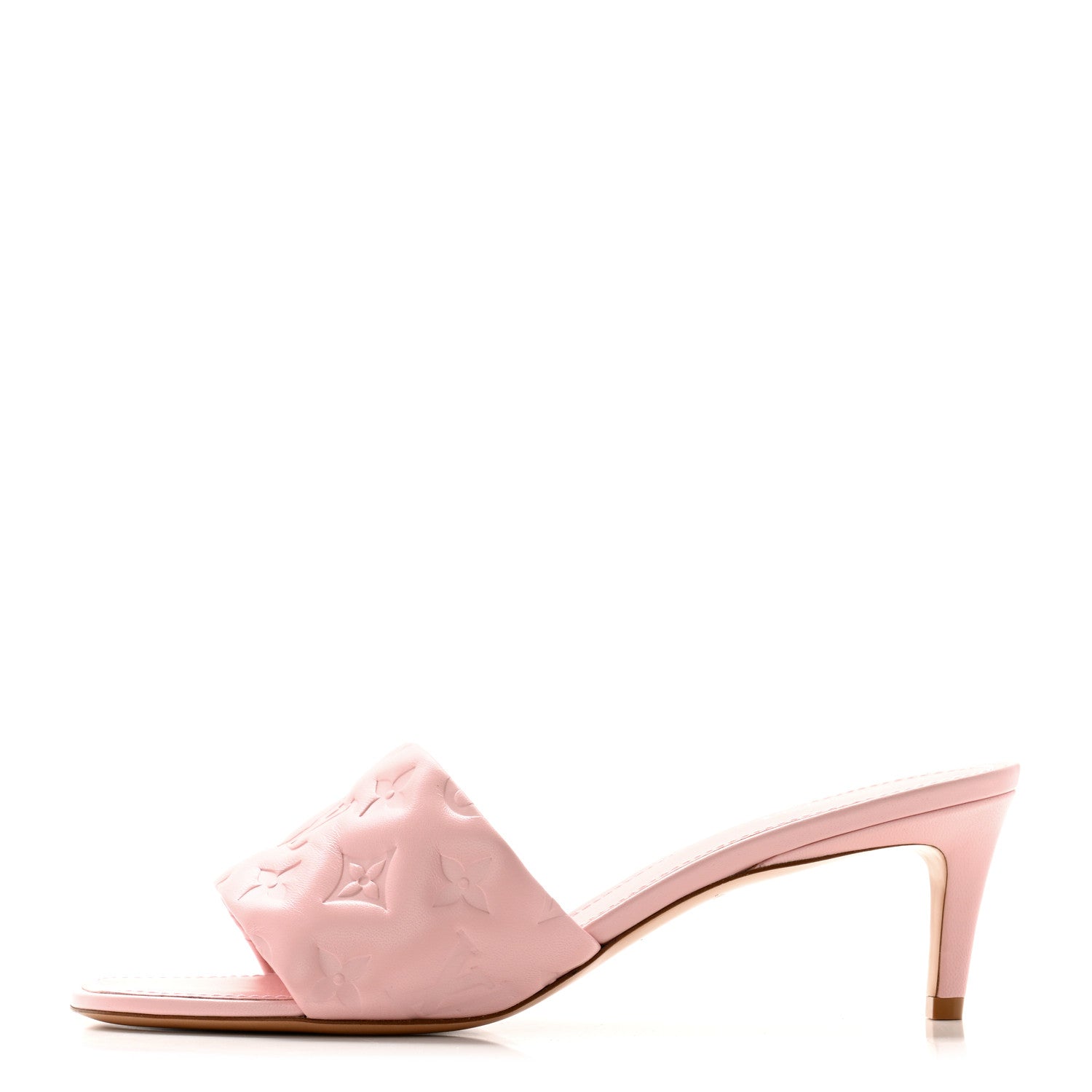 Louis Vuitton Lambskin Embossed Monogram Revival Mid Heel Mules 41 Rose Claire 1 of 8