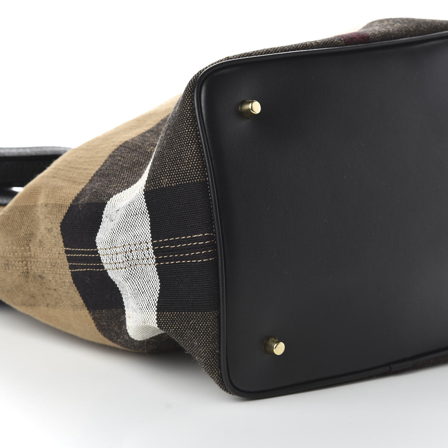 Grainy Calfskin Canvas Mega Check Medium Ashby Tassel Hobo Black