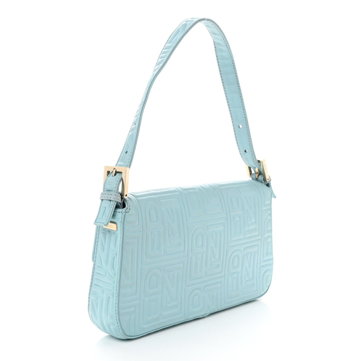 Nappa Logo Embossed Baguette Blue
