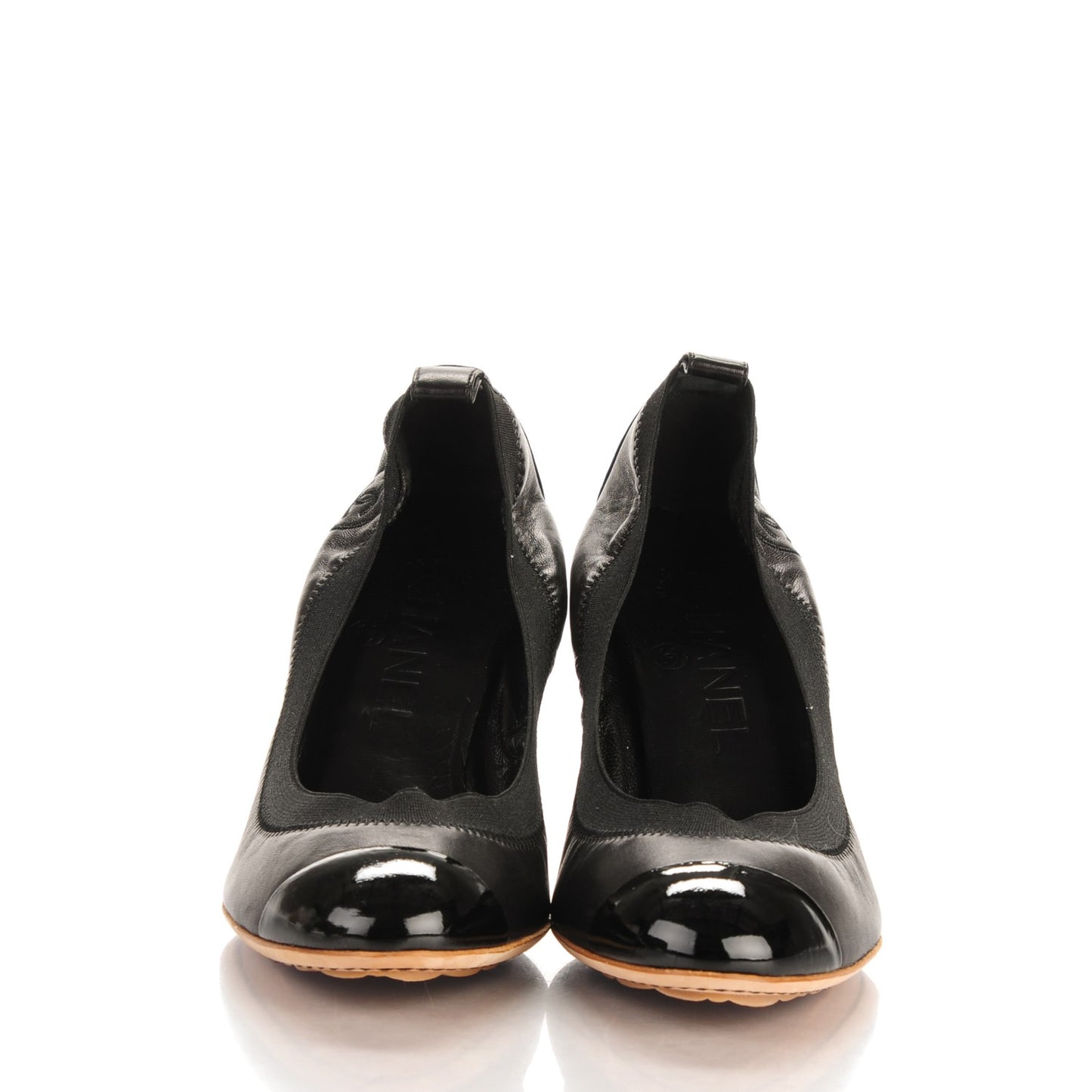 Lambskin Patent Elastic Stretch CC Pumps 36 Black