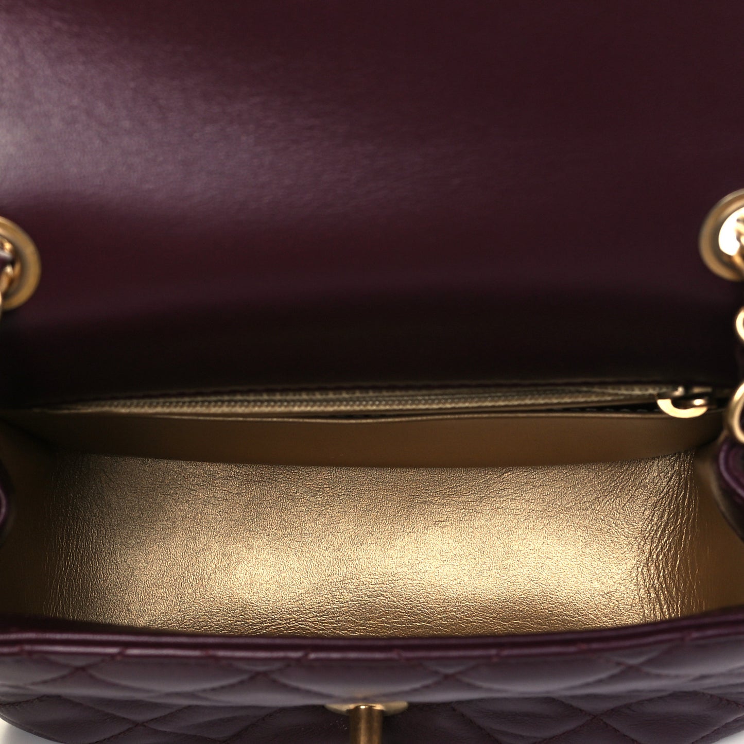 Lambskin Quilted Mini Pearl Crush Flap Burgundy
