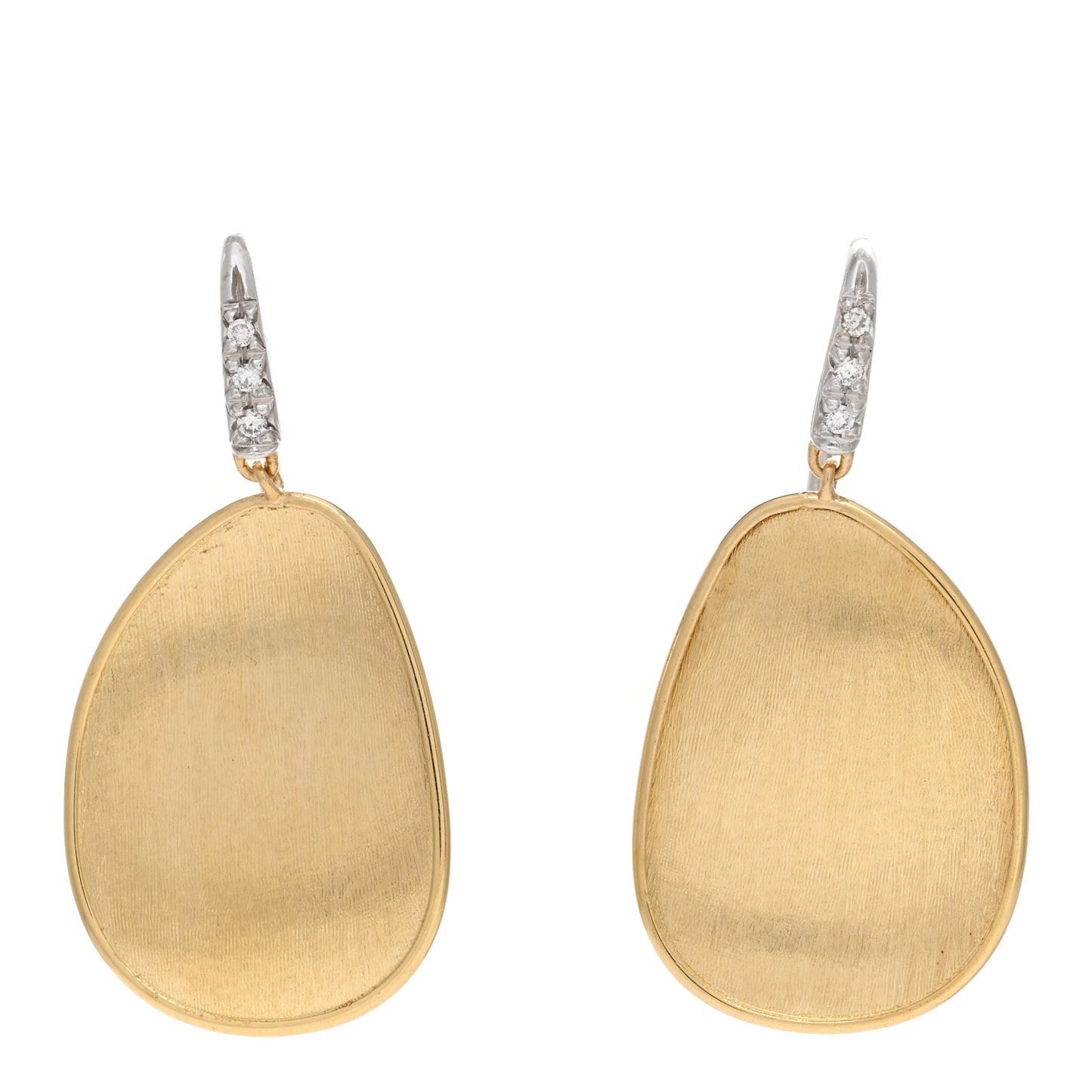18K Yellow White Gold Diamond Lunaria Drop Earrings