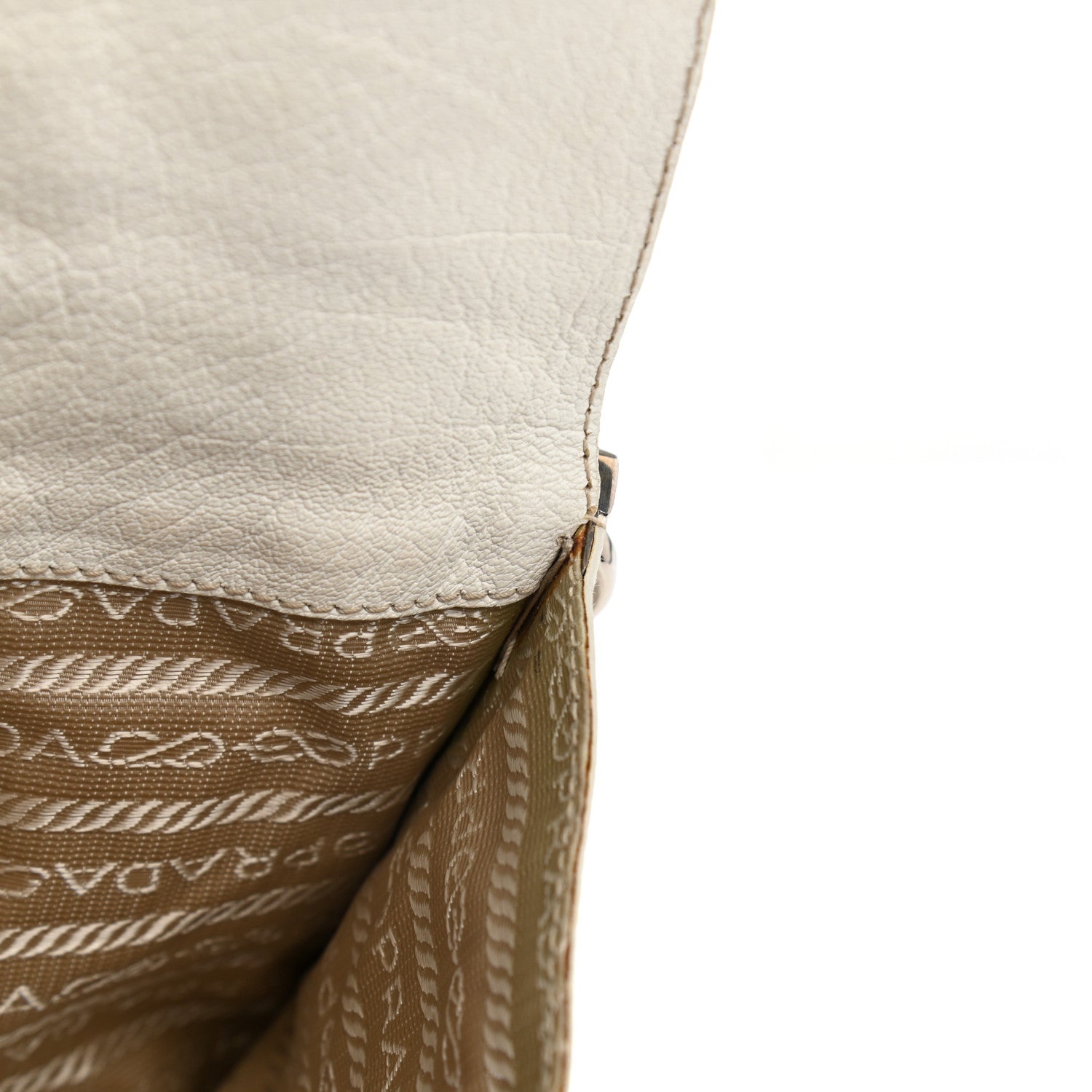 Prada Buffalo Metal Foldover Pushlock Chain Shoulder Bag White 10 of 11