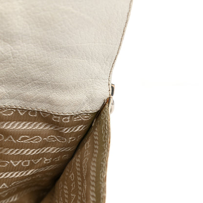 Prada Buffalo Metal Foldover Pushlock Chain Shoulder Bag White 10 of 11