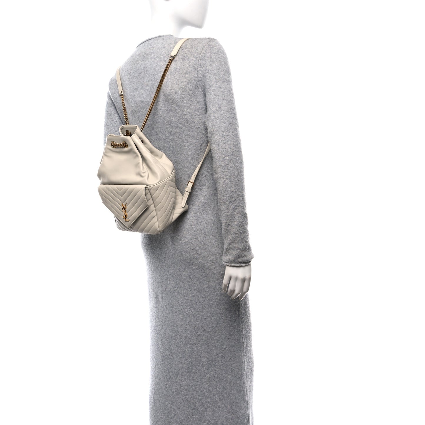 Lambskin Matelasse Monogram Joe Backpack Cream