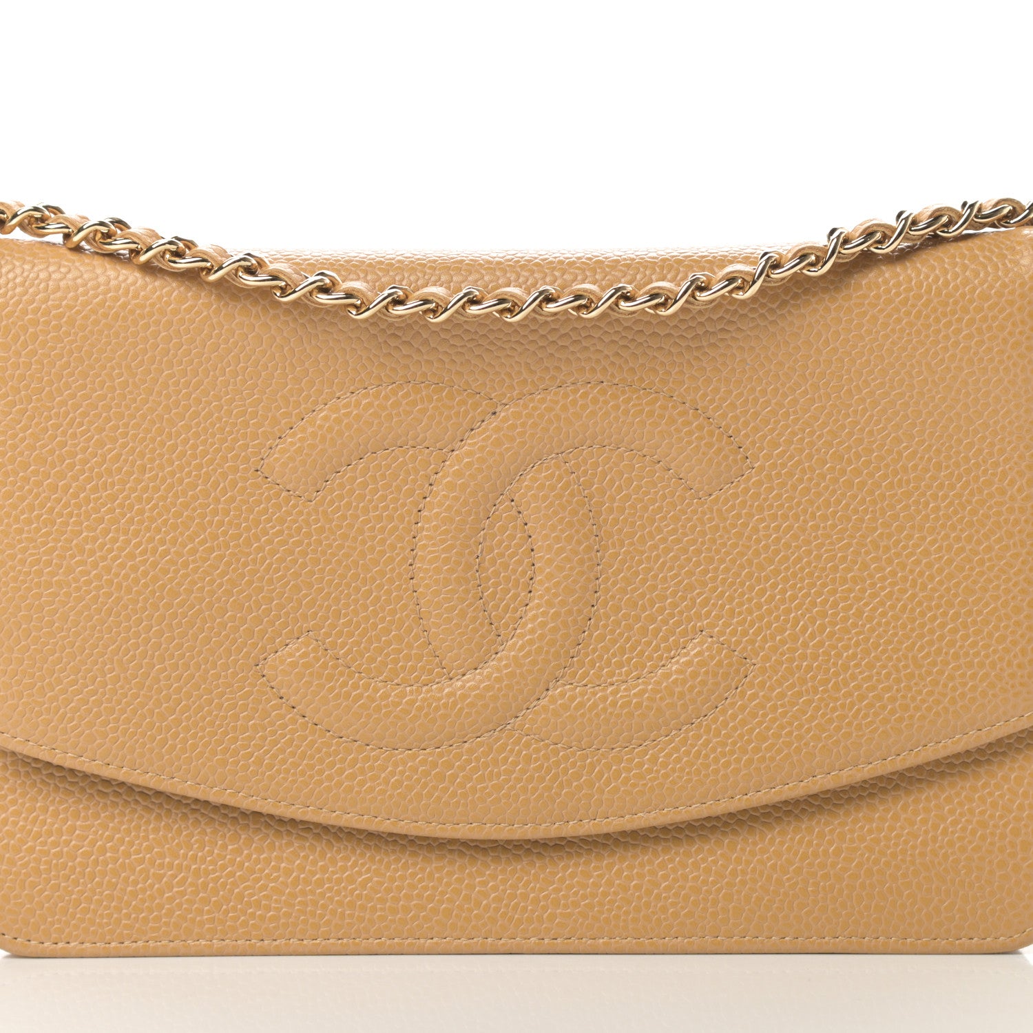 Chanel Caviar Timeless CC Wallet on Chain WOC Beige 9 of 14