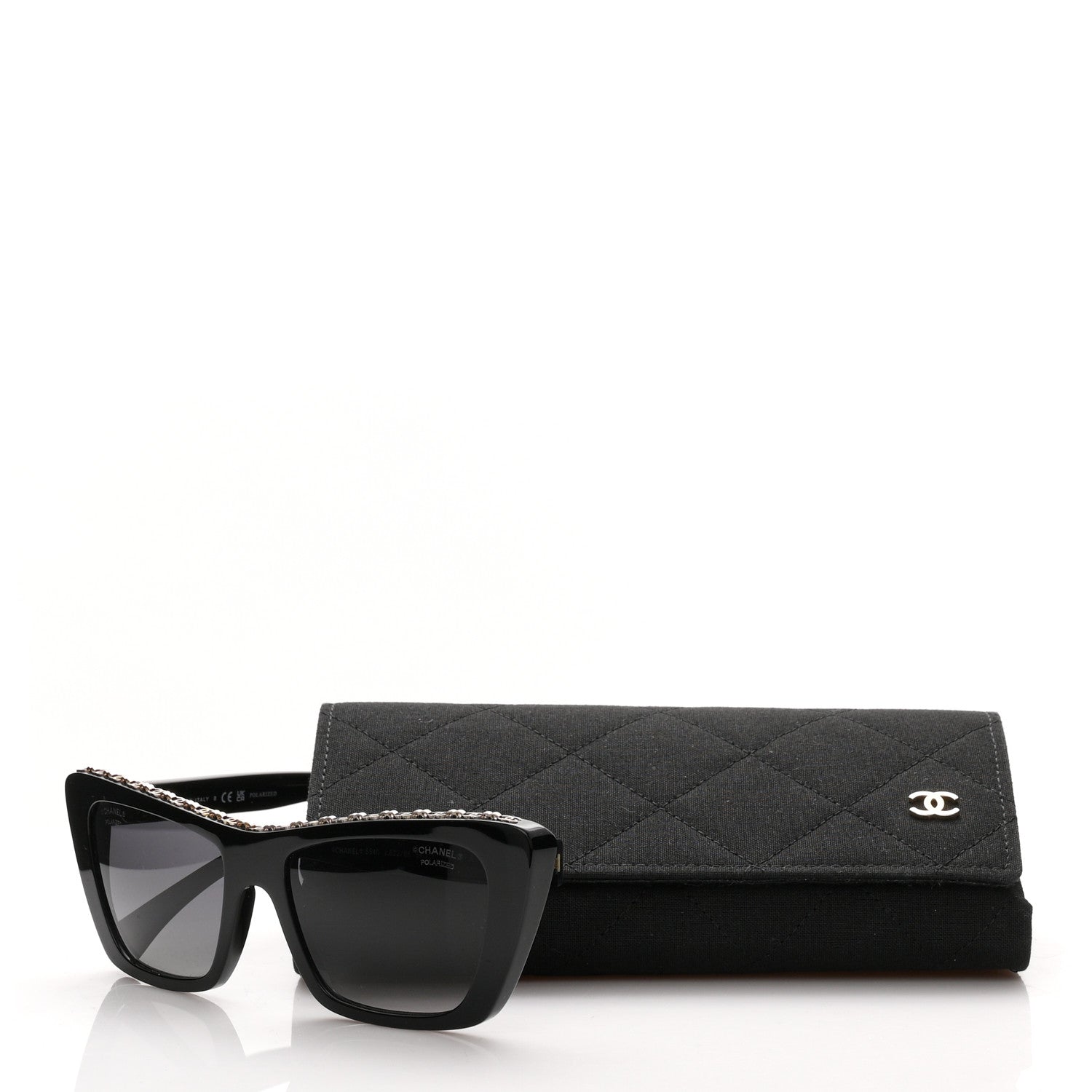 Chanel Acetate Polarized Butterfly Sunglasses 5540 Black 9 of 9