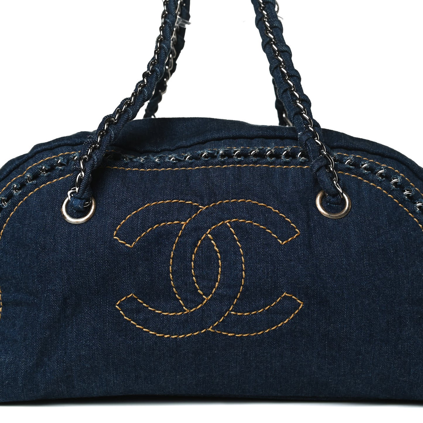 Denim Luxe Ligne Medium Bowler Blue