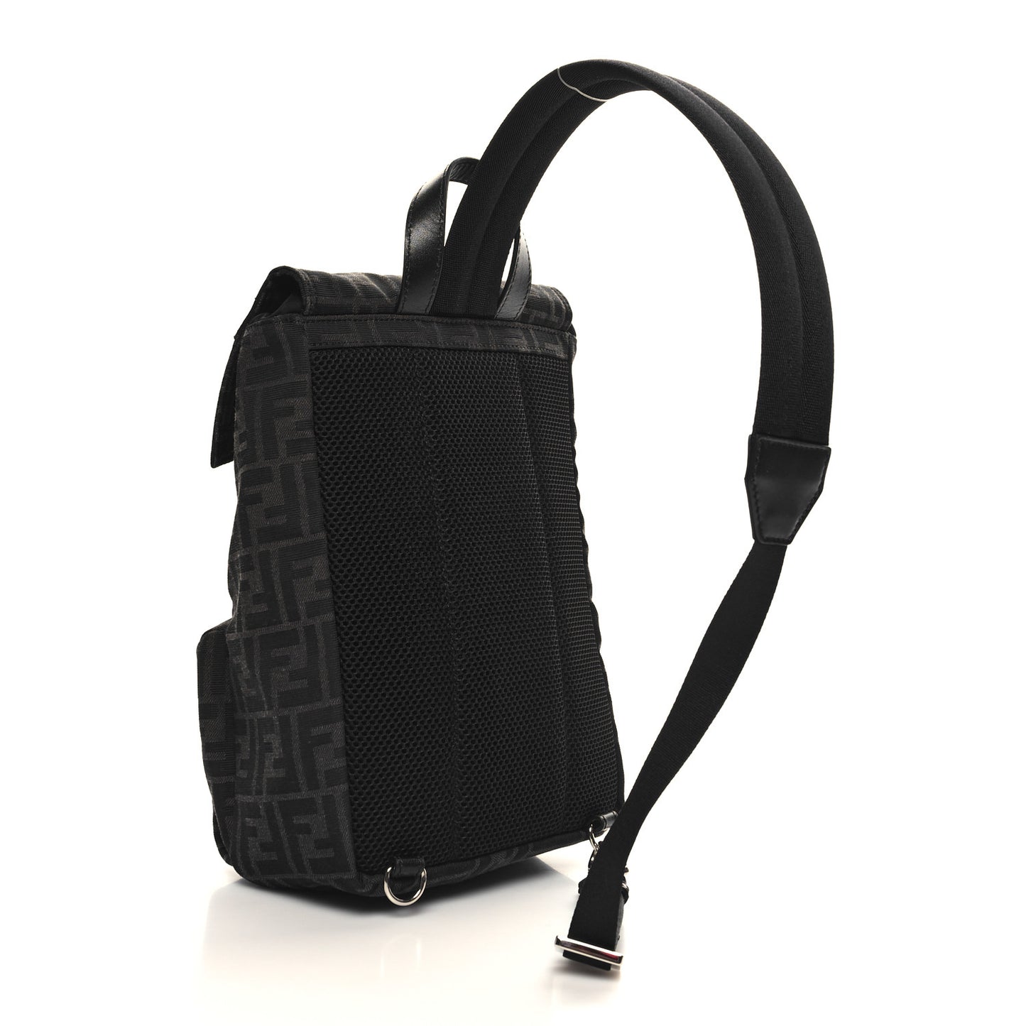 Recycled Fabric Jacquard Vitello Astro FF 1974 Small Fendiness Backpack Asfalto Black