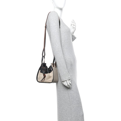 Loewe Calfskin Linen Mini Hammock Shoulder Bag Light Oat Black 2 of 13