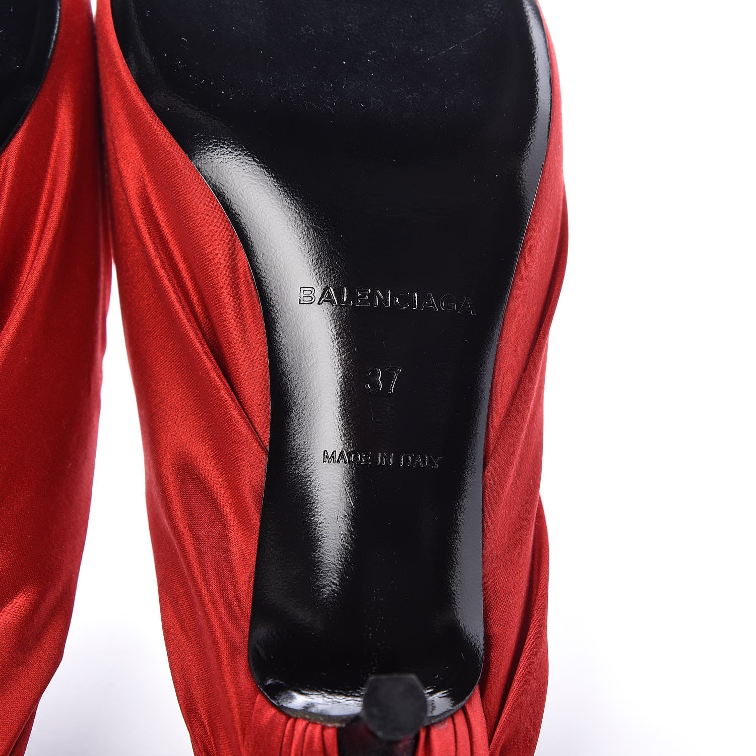 Balenciaga Satin De Soie Skimmer Mules 37 Rouge Cardinal 6 of 9