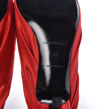 Balenciaga Satin De Soie Skimmer Mules 37 Rouge Cardinal 6 of 9