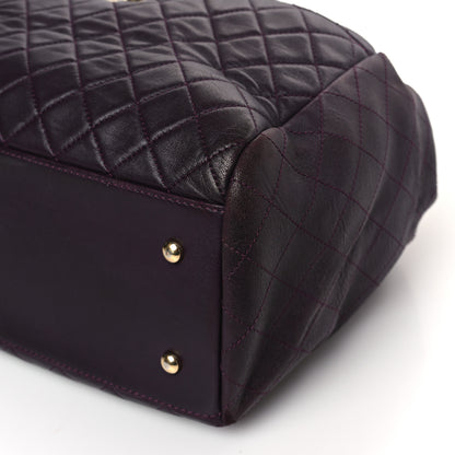Chanel Lambskin Quilted Large Drawstring Shoulder Bag Dark Purple 9 of 10