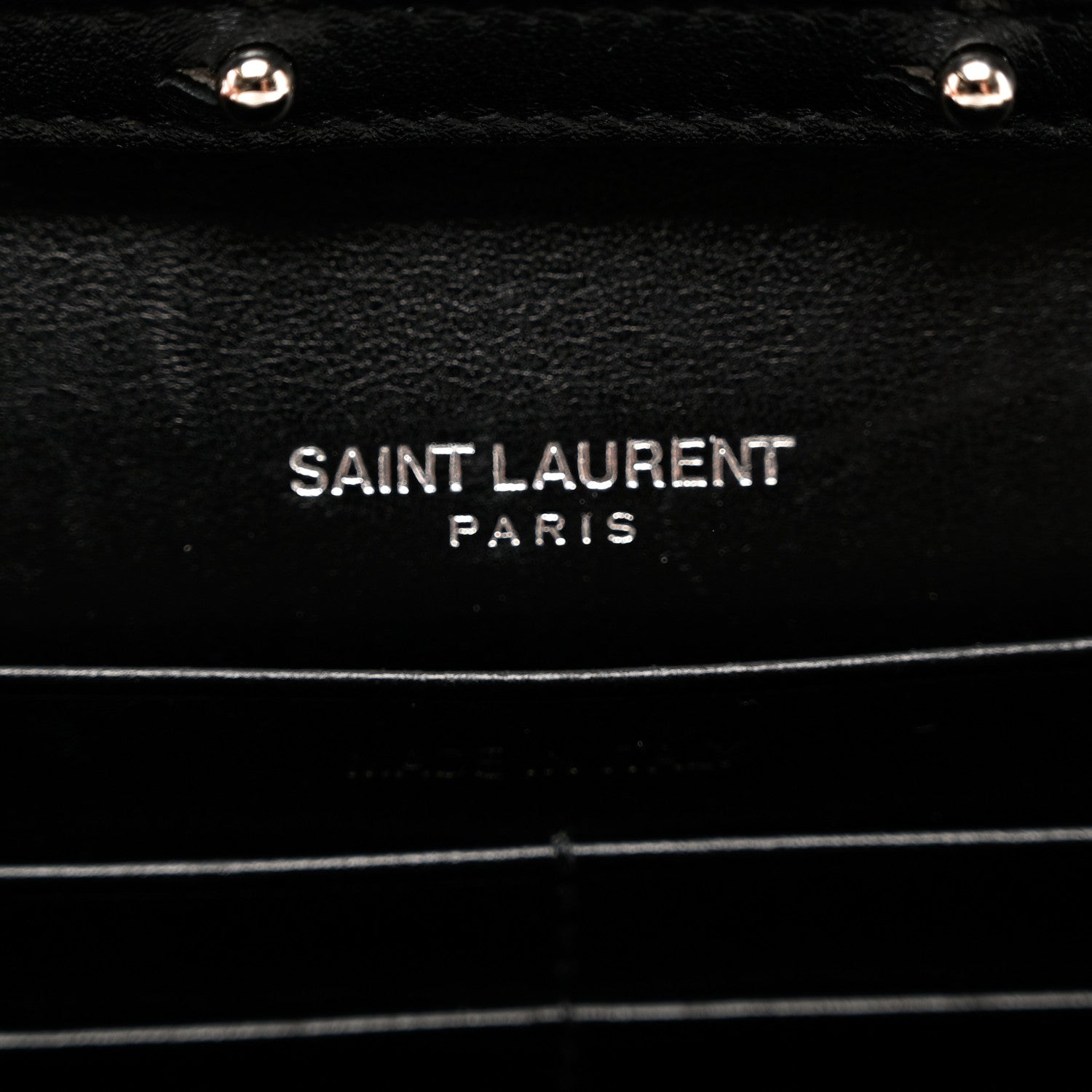 Saint Laurent Calfskin Crocodile Embossed Monogram Chain Wallet Black 6 of 7