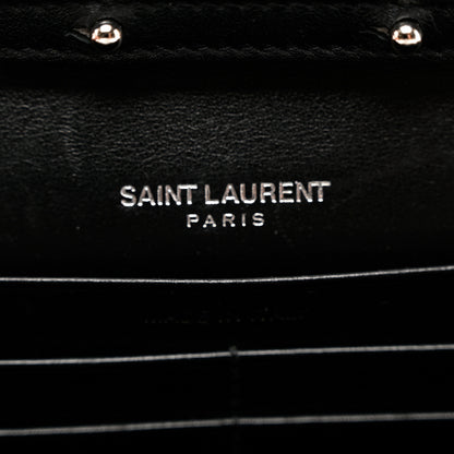 Saint Laurent Calfskin Crocodile Embossed Monogram Chain Wallet Black 6 of 7