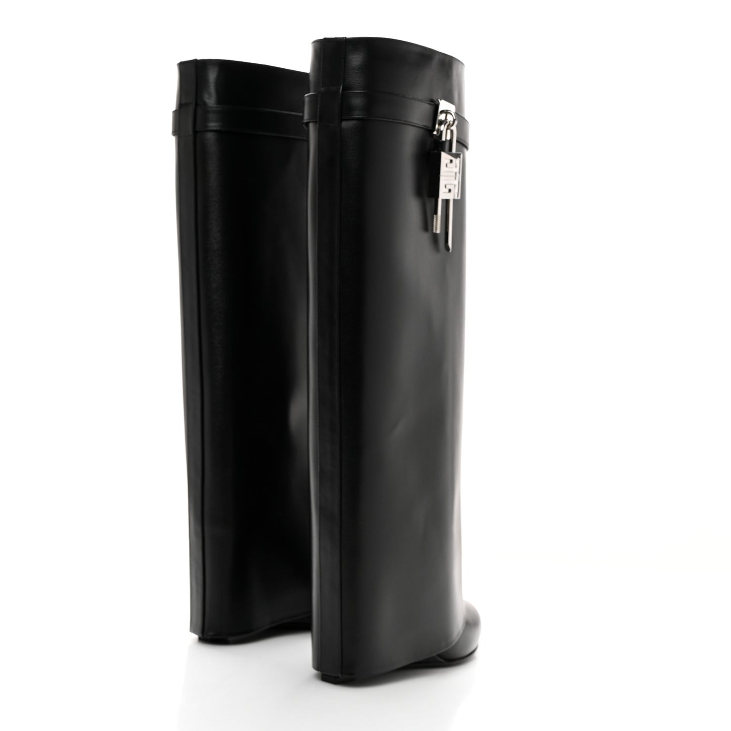 Calfskin Shark Lock Pant Boots 38 Black