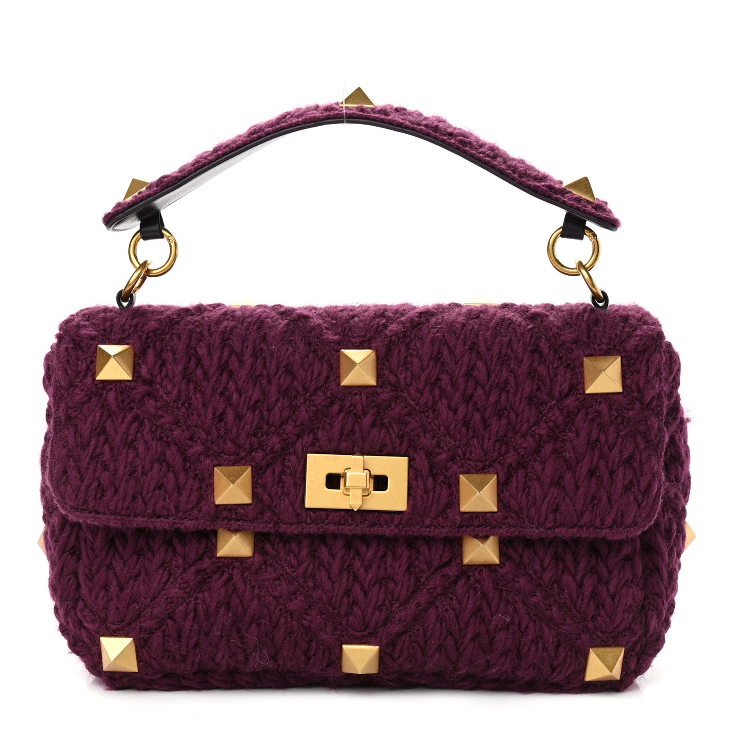 Cashmere Large Roman Stud Shoulder Bag Ripe Plum