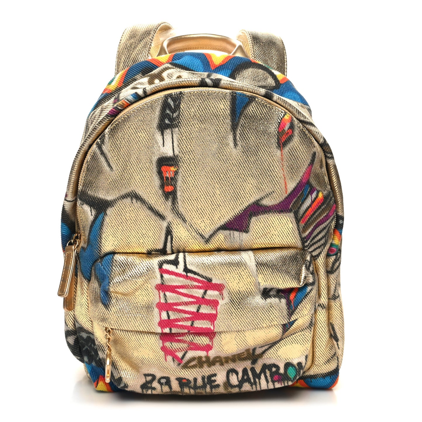 Graffiti Printed Canvas Street Spirit Backpack Multicolor